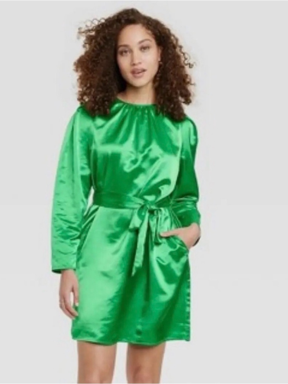 A New Day Green Satin Dress, size M - Picture 3 of 3